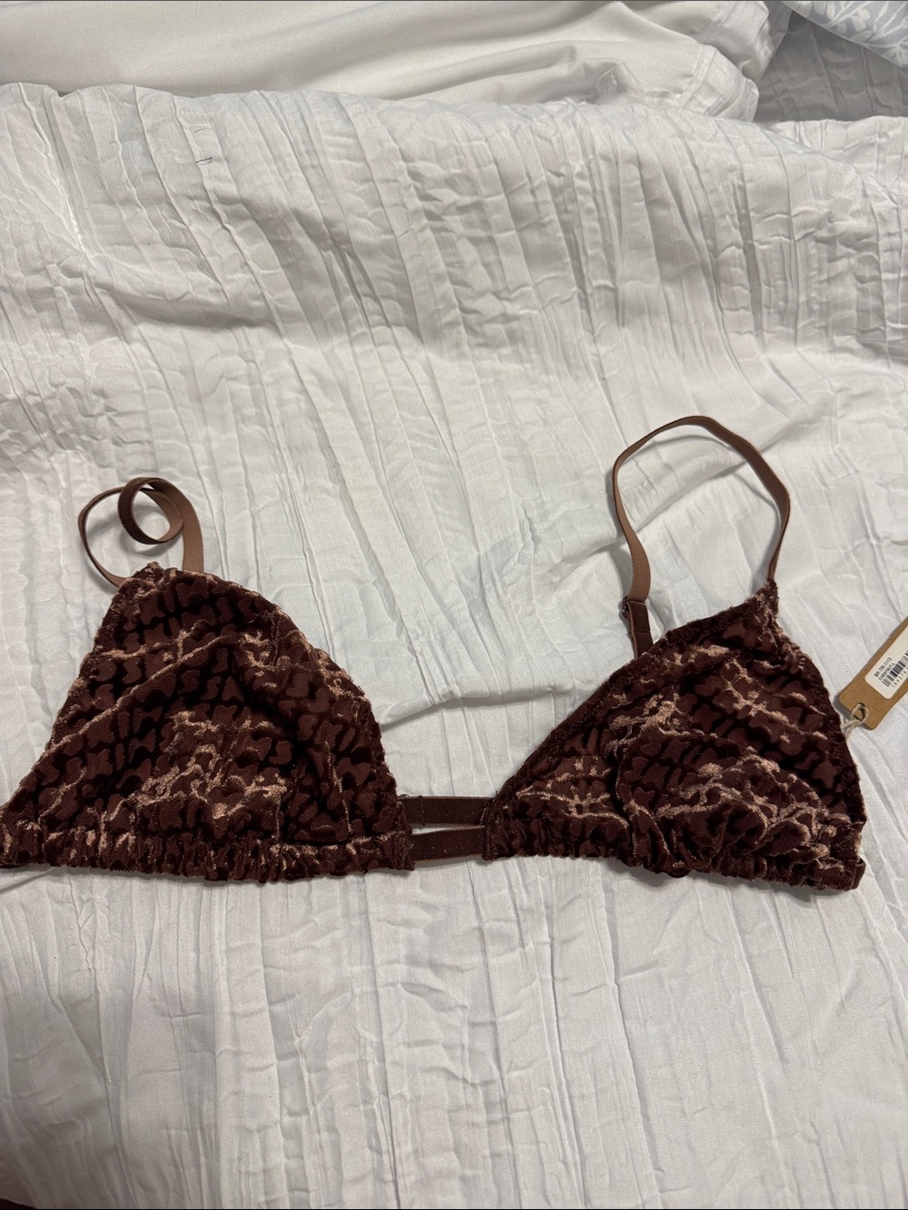SKIMS Brown Lace-Texture Triangle Bralette